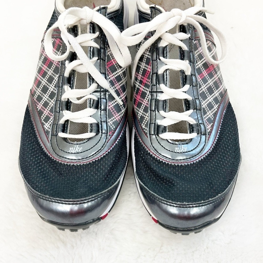 Nike Plaid Golf Shoes Blue White Red Cleats Sporty Women’s Size 9 - Picture 8 of 11